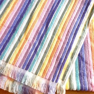 NWT Rachel Zoe Multicolored Striped Beach Towel 100% Cotton 72”x 41”